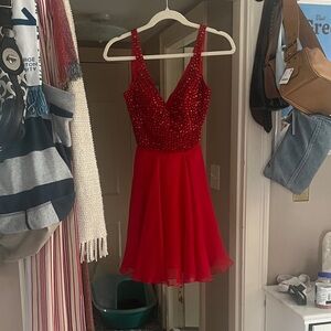Sherri Hill Red Sequin Embellished Dress